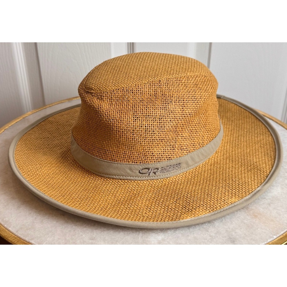 Outdoor Research Papyrus Sun Hat Ochre Straw Wide Brim Hiking Safari Large